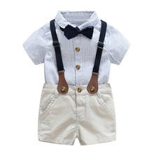 2020 summer new gentleman Boy suit Children's wear Boys Short-sleeved striped shirt + shorts 2pcs 3 months to 6 years old 2024 - buy cheap