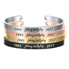 Hiphop/Rock French Star Johnny Hallyday Custom Name Signature Cuff Bangle for Women/Men Jewelry Bijoux Engraving 10pcs/Lot 2024 - buy cheap