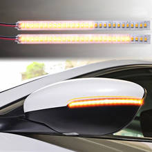 Luz indicadora de espejo retrovisor de coche, tira de luz de señal de giro fluida, LED ámbar, 28 SMD, 1 par 2024 - compra barato