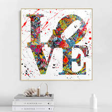 Modern Abstract Graffiti Canvas Painting Watercolour Art LOVE Wordart Poster and Prints Wall Art Pictures for Living Room Decor 2024 - buy cheap