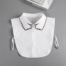 Cuello falso blanco para mujer, bordado facial, gasa fina, cuello falso, blusa, suéter, camisa desmontable 2024 - compra barato