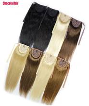 Chocolate-cinta de pelo Remy brasileño, 16 "-28", 120g, para Coleta, extensiones de cabello humano 100%, Stragiht 2024 - compra barato