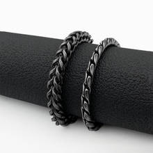 Pulsera de cadena de eslabones para hombre y mujer, brazalete de acero inoxidable negro, ancho de 4,5mm, 6mm, 17 + 5cm 2024 - compra barato