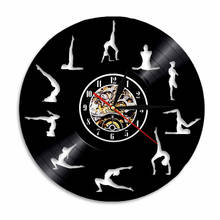Yoga  Studio Decorative Wall Clock Modern Design Gymnastics Vinyl Record Time Clock Decor Unique Gift Idea For Yoga Lover 2024 - buy cheap