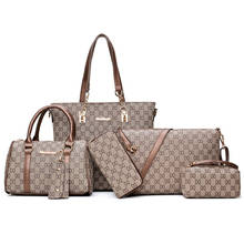 6 conjuntos de bolsa de mão de luxo feminina de marca famosa, bolsa de mão em couro crossbody, bolsa de ombro, bolsa mensageiro, conjunto de bolsa feminina 2024 - compre barato
