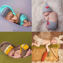 Милый вязаный крючком костюм для новорожденных, реквизит для фотосъемки новорожденных, шапка для фотосессии, реквизит для новорожденных, милые наряды для маленьких девочек 2024 - купить недорого