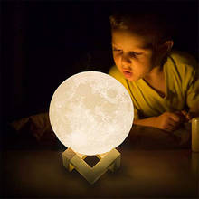 LED Night Light 3D Print Moon Lamp Rechargeable 3/16 Color Touch/ Remote Children's Gift Desk Lights Bedroom Lamp for Home 2024 - buy cheap