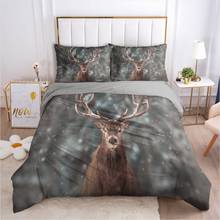 3D Elk Duvet Quilt Cover Set Animal Bedding Sets Gray Comforter Shell Bed Linens King Queen Full Double Size Home Texitle 2024 - buy cheap