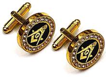 Masonic cufflinks round cuffs with rhinestones and compass black bass fashion classic cufflinks 2024 - buy cheap