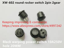 Interruptor rocker redondo de 2 pinos 2 engrenagens, buraco de 10a250v 20mm, interruptor de potência de warping preto, substituição de convés, novo, original