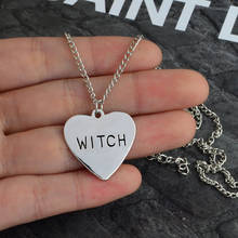 Engraved Witch Heart Necklace Gothic Punk Witchcraft Wiccan Necklaces For Women Men Halloween Jewelry Accessories Gifts 2024 - buy cheap