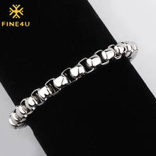 FINE4U B314 Solid Round Box Chain Bracelet Stainless Steel Crude Rolo Chain Bracelets For Men Jewelry 2024 - buy cheap