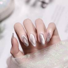 24Pcs Shiny Cat Eye Phototherapy False Nail Almond Wearable Fake Nail Bride Wedding Nails For Winter Autumn Full Cover Nail Tips 2024 - buy cheap