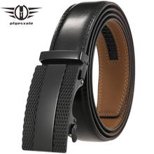 Dark Brown Men Belt Genuine Leather Automatic Buckle Luxury Brand Male Belts Black Strap Original Natural Cowskin Belts B308 2024 - buy cheap