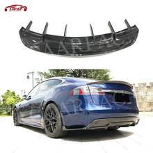 Fibra de carbono amortecedor traseiro difusor spoiler para tesla modelo s 70d p85d 90d p100d sedan 4 portas 2016 2017 estilo do carro 2024 - compre barato