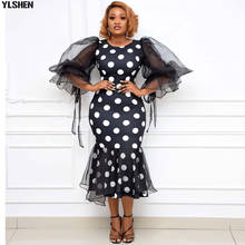 Summer African Dresses for Women Mesh Mermaid Robe Africaine Femme 2021 Plus Size Black Vintage Dot Print Evening Party Dress 2024 - buy cheap