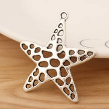 10 peças tibetano prata aberto oco starfish estrela encantos pingentes para colar de jóias fazendo 37x40mm 2024 - compre barato