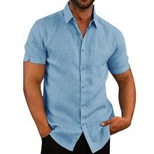Camisas de manga corta para hombre, camisa informal con cuello vuelto, de oficina, de verano, talla grande 3XL 2024 - compra barato