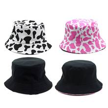 Sombrero de pescador con estampado de vaca para mujer, gorra de pescador de algodón con estampado de vaca, plegable, informal, de viaje 2024 - compra barato