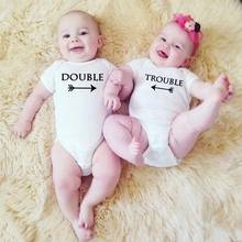 Double and Trouble Baby Girls Boys Clothing Bodysuit Cotton Summer Short Sleeves Jumpsuit Twins Baby Clothes Unisex Onesie 2024 - buy cheap