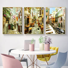 European Retro Style Street City View Canvas Paintings Classical Restaurant Decoration Posters Wall Art Picture for Living Room 2024 - buy cheap