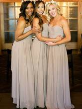 A-Line/Princess Sweetheart Sleeveless Floor-Length Chiffon Bridesmaid Dresses 2024 - buy cheap