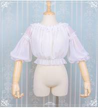 Japanese sweet lolita shirt vintage falbala lace bowknot slash neck lantern sleeve victorian shirt kawaii girl gothic lolita top 2024 - buy cheap