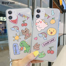 Cute Dinosaur Phone Case For iPhone 11 Pro XS Max XR X 6 7 8 Plus SE Clear Soft Silicone TPU Cover For iPhone 12 12Mini 12Pro 2024 - buy cheap