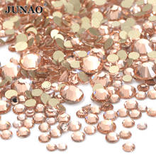 JUNAO SS6 8 10 12 16 20 Mixed Size Light Peach Glass Rhinestones Non Hotfix FlatBack Crystal Strass For Nail Art Decoration 2024 - buy cheap