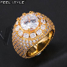 Hip Hop Bling Iced Out Baguette Big Clustered Band Cubic Zircon Rings Tready Copper Zirconia Ring For Men Jewelry 2024 - buy cheap