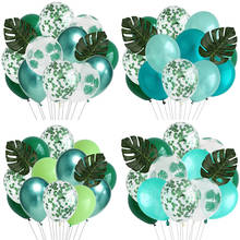 Juego de globos de látex verde cromado con hojas de Monstera, decoración Hawaiana para fiesta de cumpleaños, globos de confeti de helio, 1 Juego 2024 - compra barato