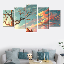 Quadros de pintura em tela para parede, pintura de 5 painéis com impressão hd, fundo cômico, céu, bela paisagem, pôster, sala de estar, quarto, mural 2024 - compre barato