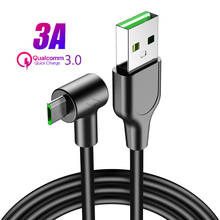 90 градусов Micro USB кабель 3A мобильный провод для зарядного устройства для samsung S6 S5 Xiaomi 5 LG Quick Charge 3,0 Microusb провод для зарядки 2024 - купить недорого