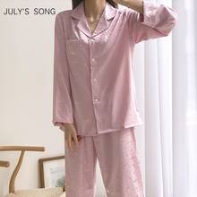 JULY'S SONG-Conjunto de pijama de seda antimanchas para mujer, ropa de dormir con patrón de rosa, manga larga, para el hogar, primavera y verano, 2 piezas 2024 - compra barato