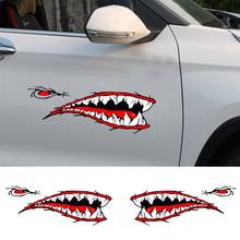 1 Pair Shark Teeth Mouth Decals Sticker Fishing Boat Canoe Car Truck Kayak Decor Car Exterior Accessories Stickers 2024 - buy cheap