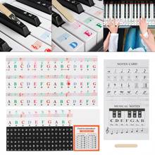 25 / 49 / 54 / 61/76 / 88 cor transparente piano teclado adesivos teclado eletrônico chave piano stave nota etiqueta símbolo 2024 - compre barato