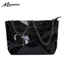 Famous Brand Women Shoulder Bag Geometry Women Mini Chain Holography Crossbody Bags Women Plain Folding Handbags Messenger Bag 2024 - buy cheap