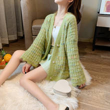 H9583 suéter feminino de outono primavera, folgado, quente, faculdade, de malha coreana, estudante, doce de alta qualidade, tops casuais 2024 - compre barato