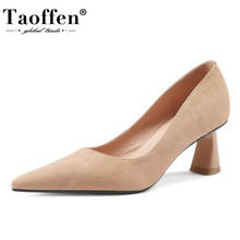 Taoffen-sapatos de salto alto de couro real feminino, tamanhos 34-43, calçados finos de escritório para mulheres 2024 - compre barato