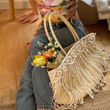 fashion tassel straw bags rattan weave women handbags designer luxury handmade paper shoulder crossbody bags summer beach purses 2024 - buy cheap