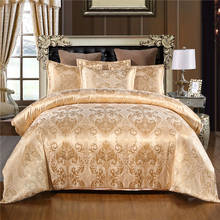 Chinese wedding style Jacquard Satin Silk Bedding Set Embroidered Pillowcase Duvet Cover King Queen size Bedclothes 2024 - buy cheap