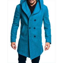 ZOGAA, модный Мужской плащ, куртка, весна-осень, мужские пальто, повседневный однотонный шерстяной Тренч, пальто для мужчин, одежда 2019 2024 - купить недорого