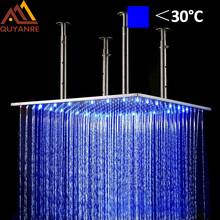 luxury 20 inch 50cm led changing chrome rainfall shower head square bathroom shower faucet accesories top over sprayer  FREE SHI 2024 - buy cheap