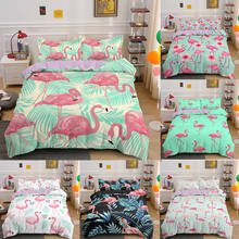 Printed 3d Pink Flamingo Bedding Sets 2/3Pcs Duvet Cover Set Single/Twin/Full/Double/Queen/King Size 2024 - buy cheap