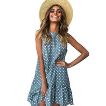 summer Dress Women Wave Point Ruffled Polka O Neck sleeveless Casual Beach Sundress Transparent Female Plus Size vestidos 2020 2024 - buy cheap