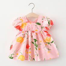 Летнее платье TELOTUNY для маленьких девочек, платья принцессы с коротким рукавом и цветочным принтом, Повседневное платье, милая детская одежда 2021 2024 - купить недорого