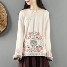 Roupas estilo chinês tradicional femininas 2020, camisa de manga comprida, hanfu, blusa vintage e top feminino, tops chineses 11626 2024 - compre barato