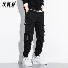 Chaifenko calça estilo hip hop cargo masculina, calças casuais para corrida, estilo harajuku, de bolso múltiplo 2024 - compre barato