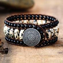 Bracelet Bangles Unique Semi Precious Stone Leather Wrap Bracelets Women Boho Bracelet Fashion Jewelry Dropshipping 2024 - buy cheap