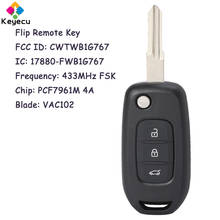 KEYECU Flip Remote Car Key With 3 Button 433MHz PCF7961M VAC102 Blade for Renault Kadjar Captur Megane 3 Symbol Fob CWTWB1G767 2024 - buy cheap